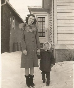 Arleigh and Mom dressed for the snow 1948